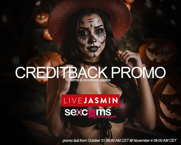 LiveJasmin Halloween Creditback promo from October 31 21:00 CET till November 4 21:00 CET